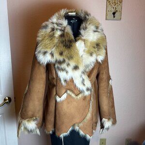 Donna Salyer's Fabulous Furs faux suede and fur Coat Small 4/6